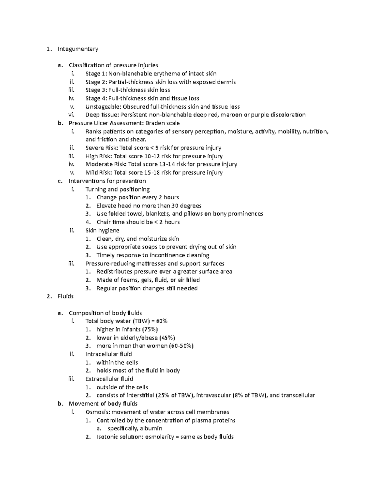 360 Study Guide - Integumentary a. Classification of pressure injuries ...