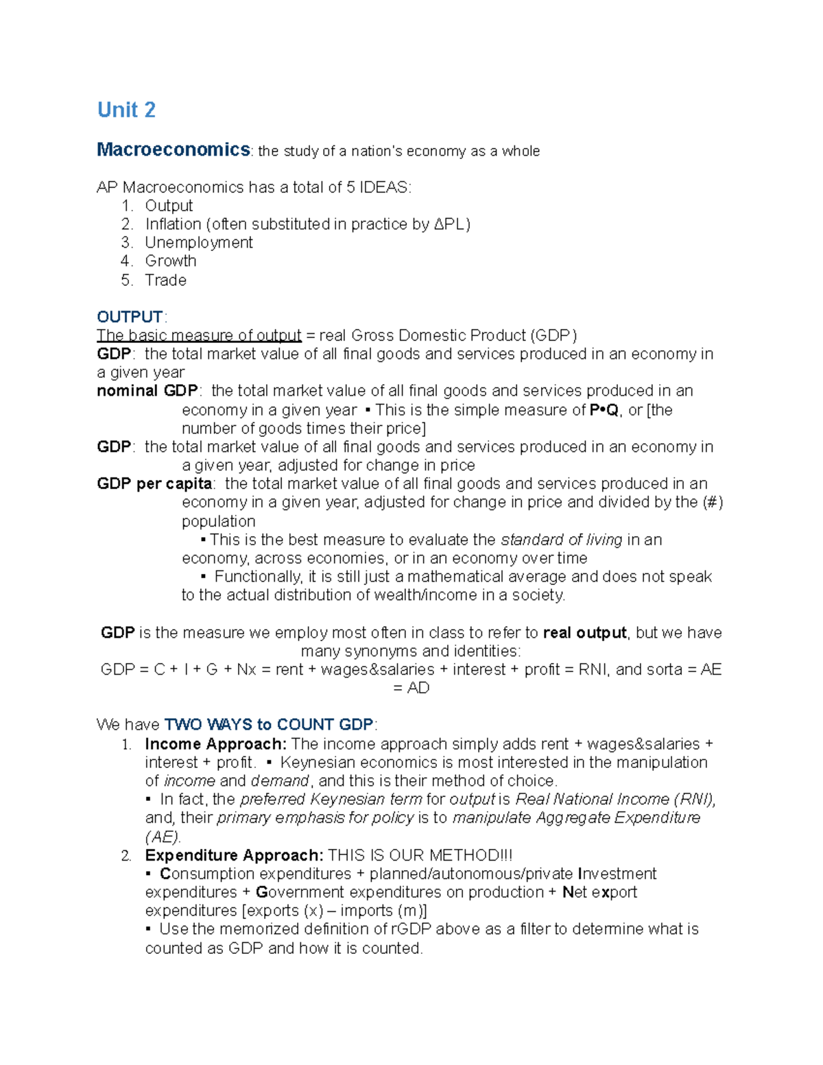 Unit 2 Of Macroeconomics - Unit 2 Macroeconomics: The Study Of A Nation ...