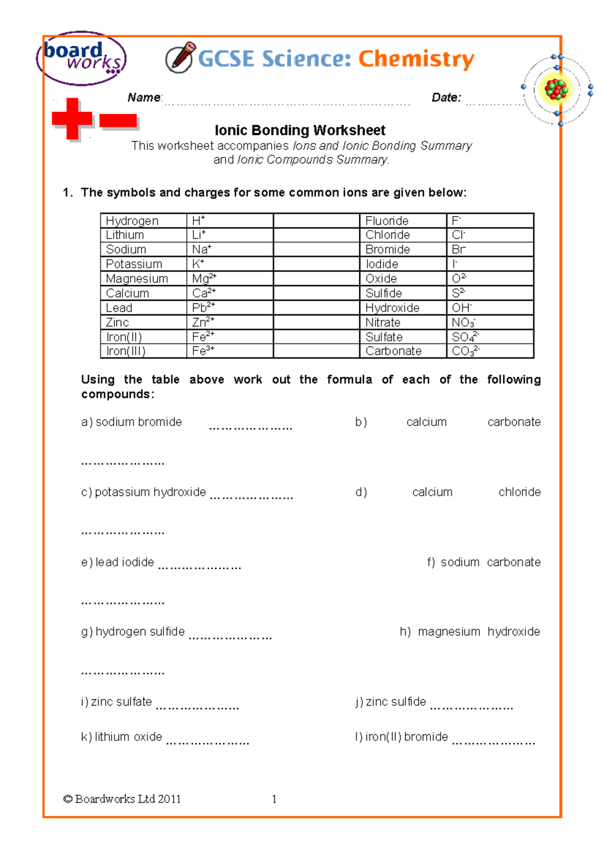Ionic Bonding Worksheet1452167300 Ionic Bonding Worksheet This worksheet and