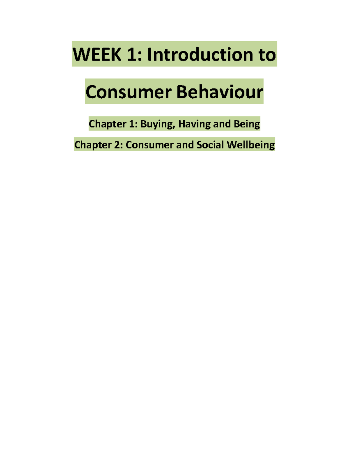 AMB200 EXAM Notes - WEEK 1: Introduction to Consumer Behaviour Chapter ...
