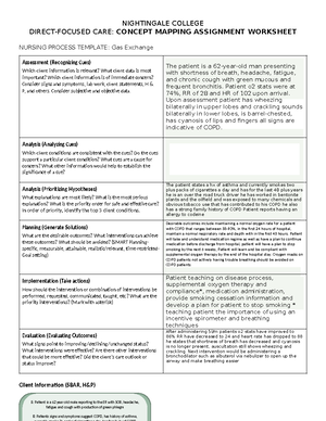 Concept Map Assignment Gas exchange - Patients' Vital signs, H&P ...