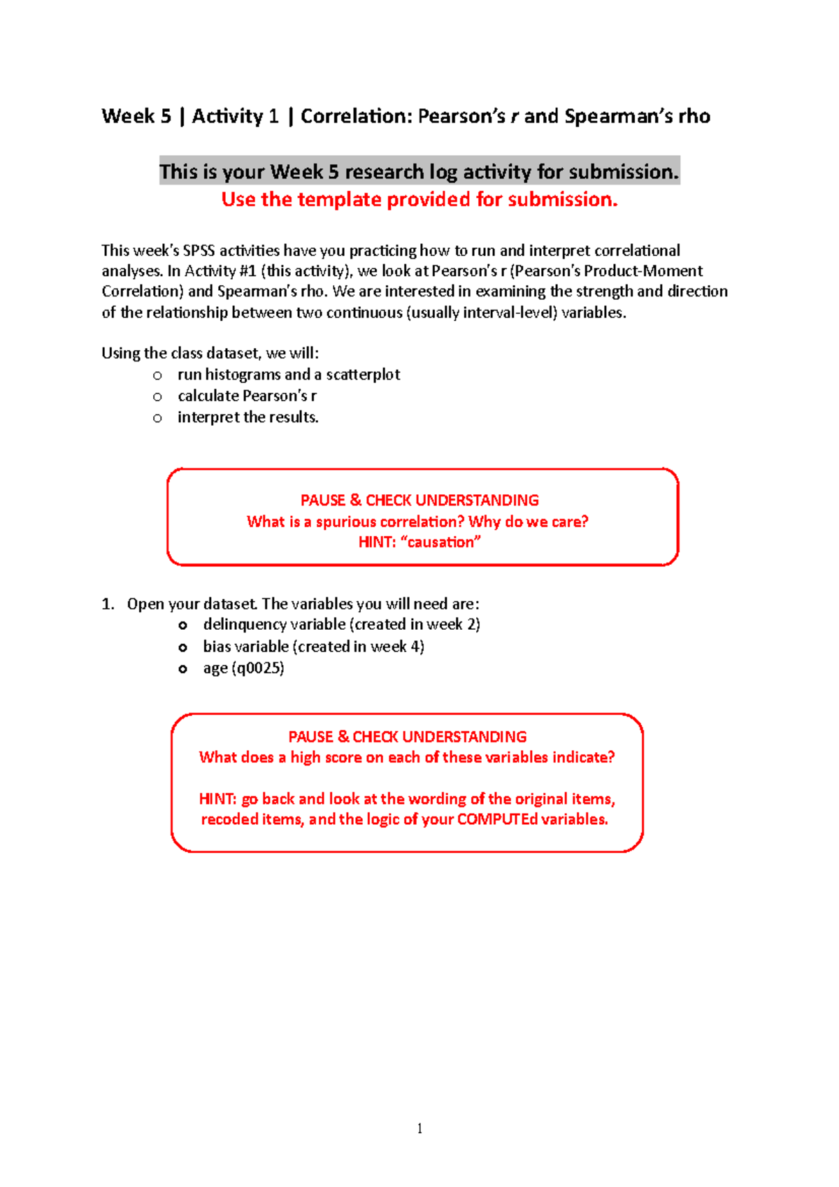 Week 5 Activity 1 - Week 5 | Activity 1 | Correlation: Pearson’s r and ...