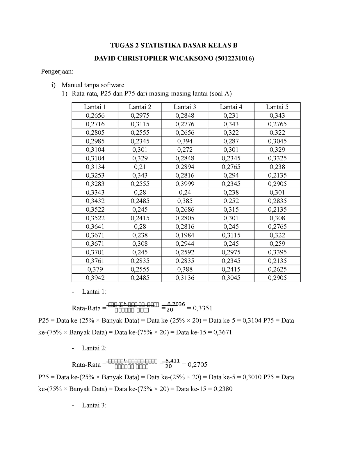 Tugas 2 Statistika Dasar Kelas B - Pengerjaan: TUGAS 2 STATISTIKA DASAR ...