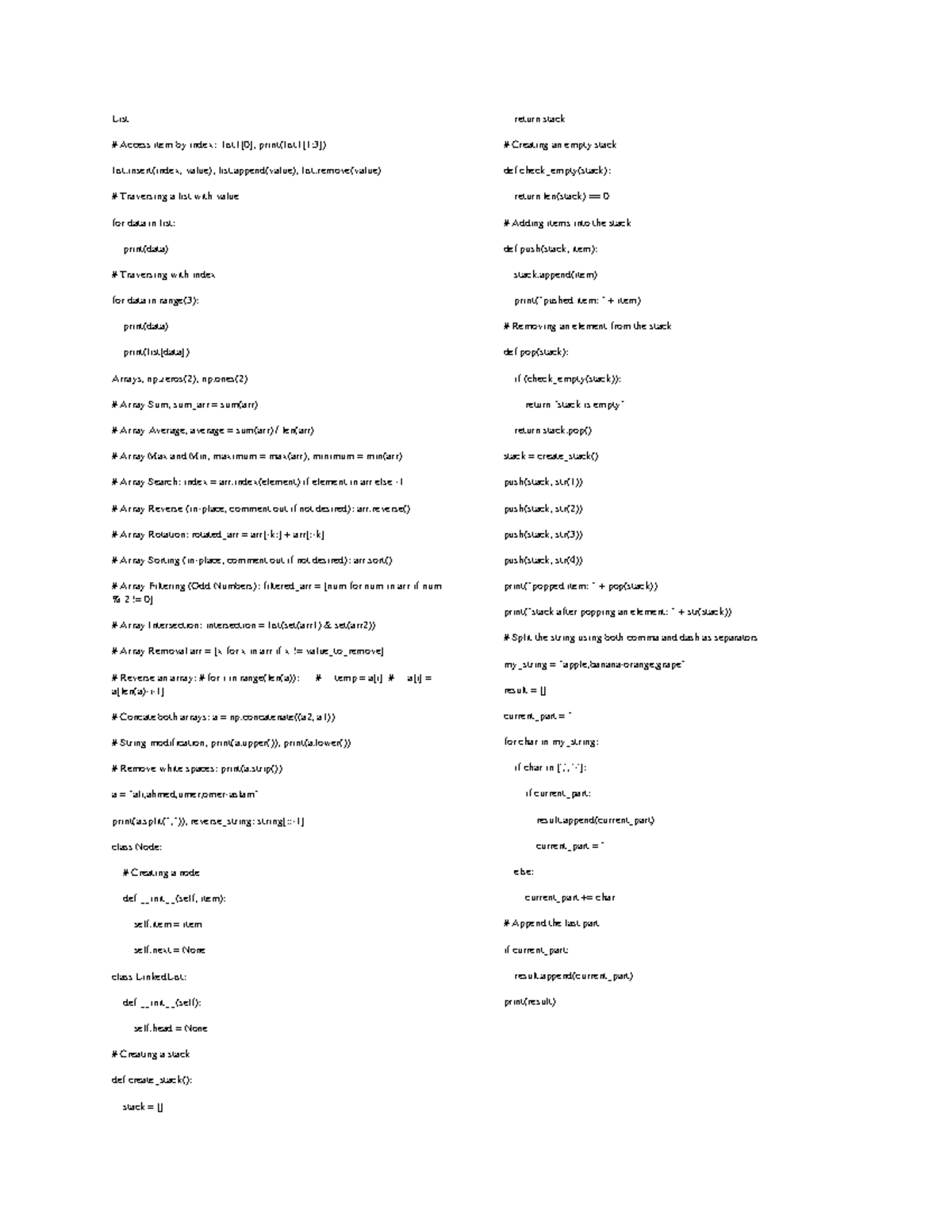 Cheatsheet DS LAB - cheat sheet for coding - List Access item by index ...