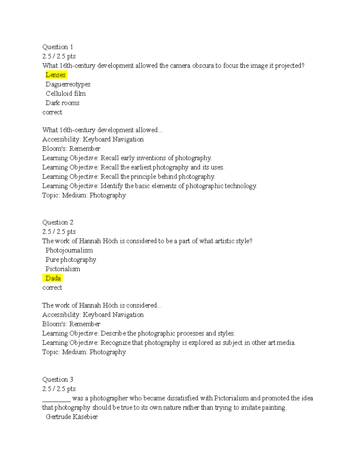 Quiz Camera, Computer Arts, and Graphic Design - Question 1 2 / 2 pts ...