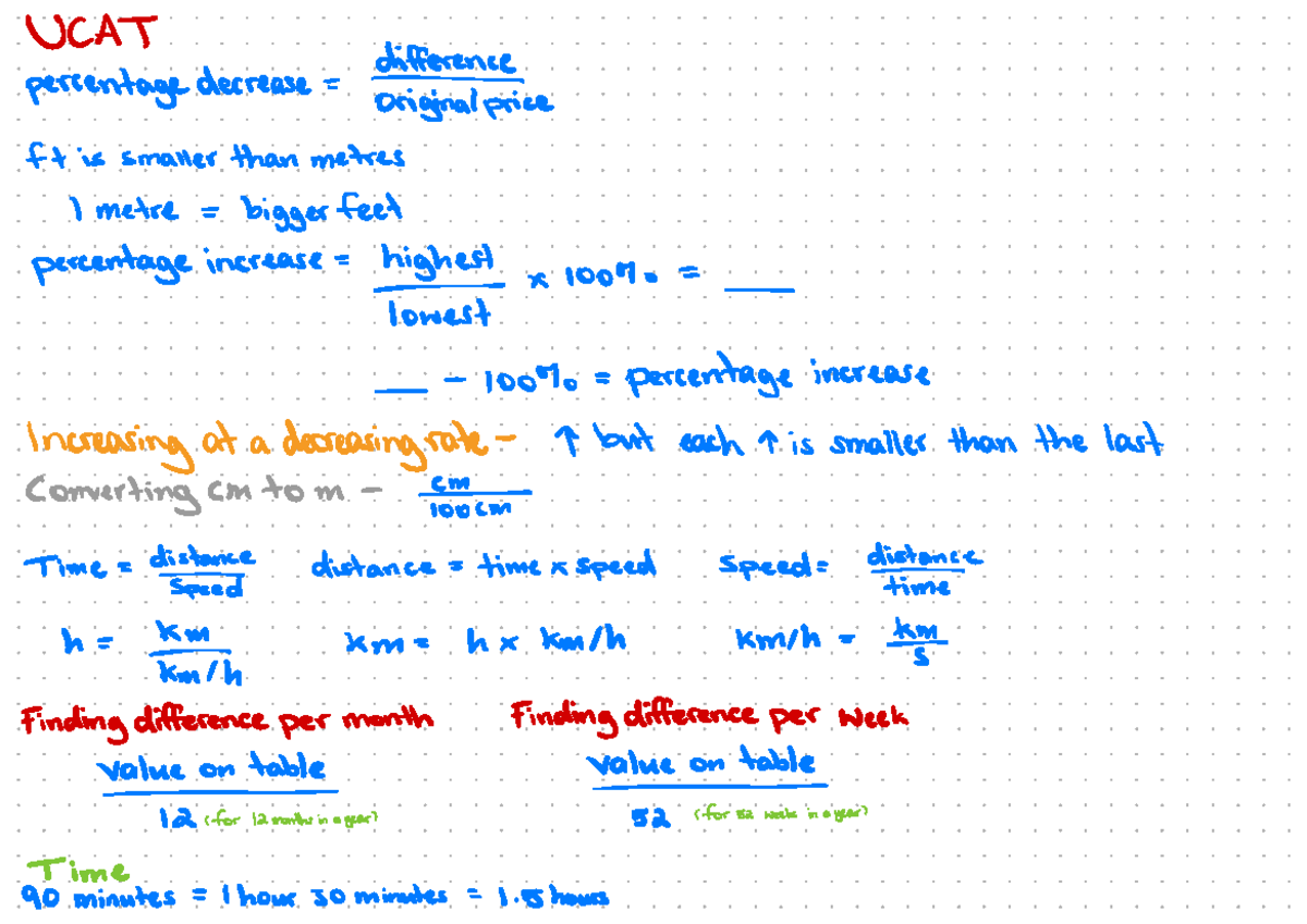 UCAT Notes - Summary Medical Sciences - UCAT difference percentage ...