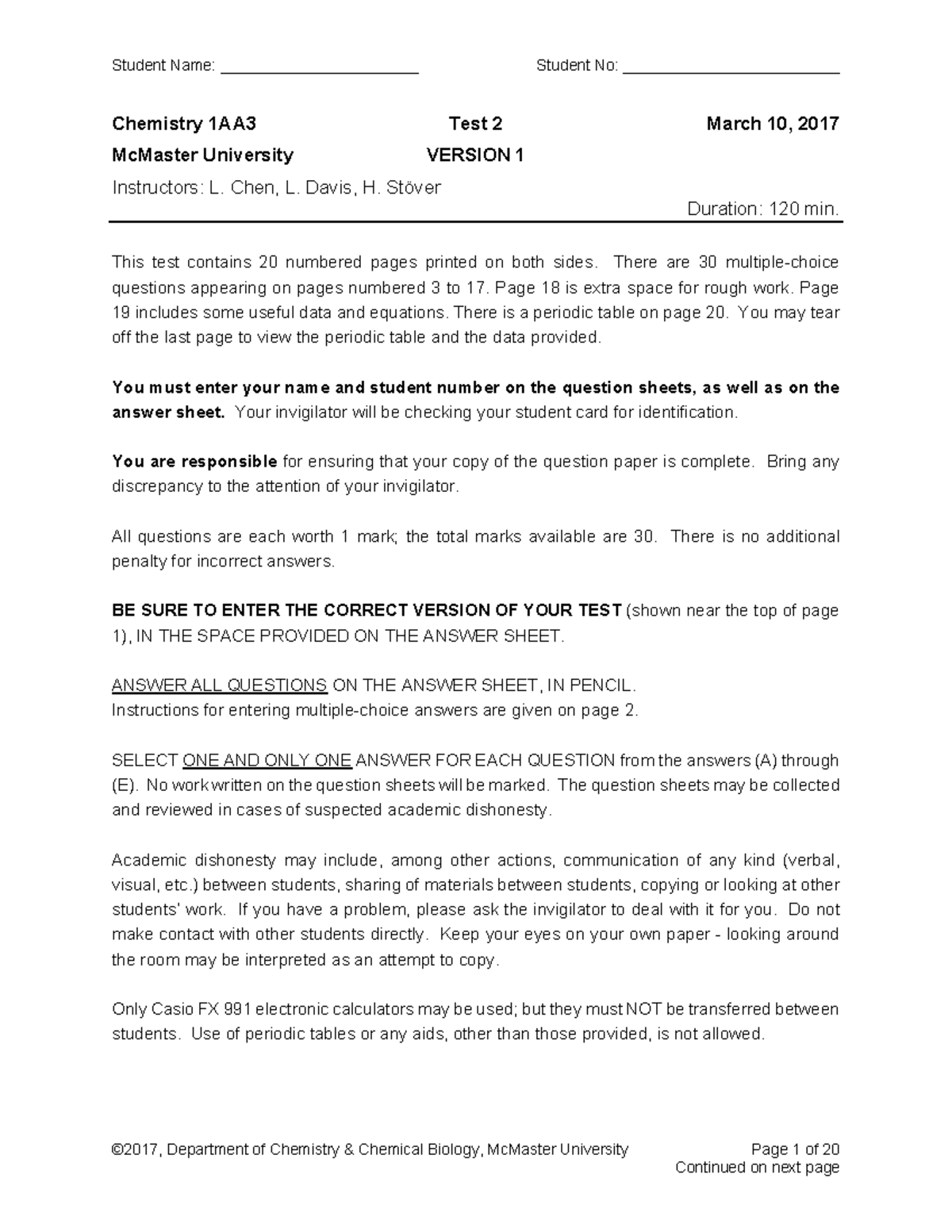 Sample/practice exam 3 March 2017, questions and answers - ©2017 ...