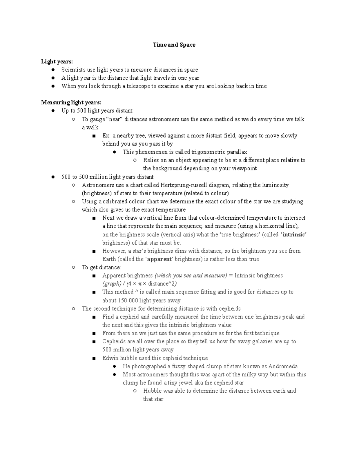 Chapter 2 - Time and Space Light years: Scientists use light years to ...