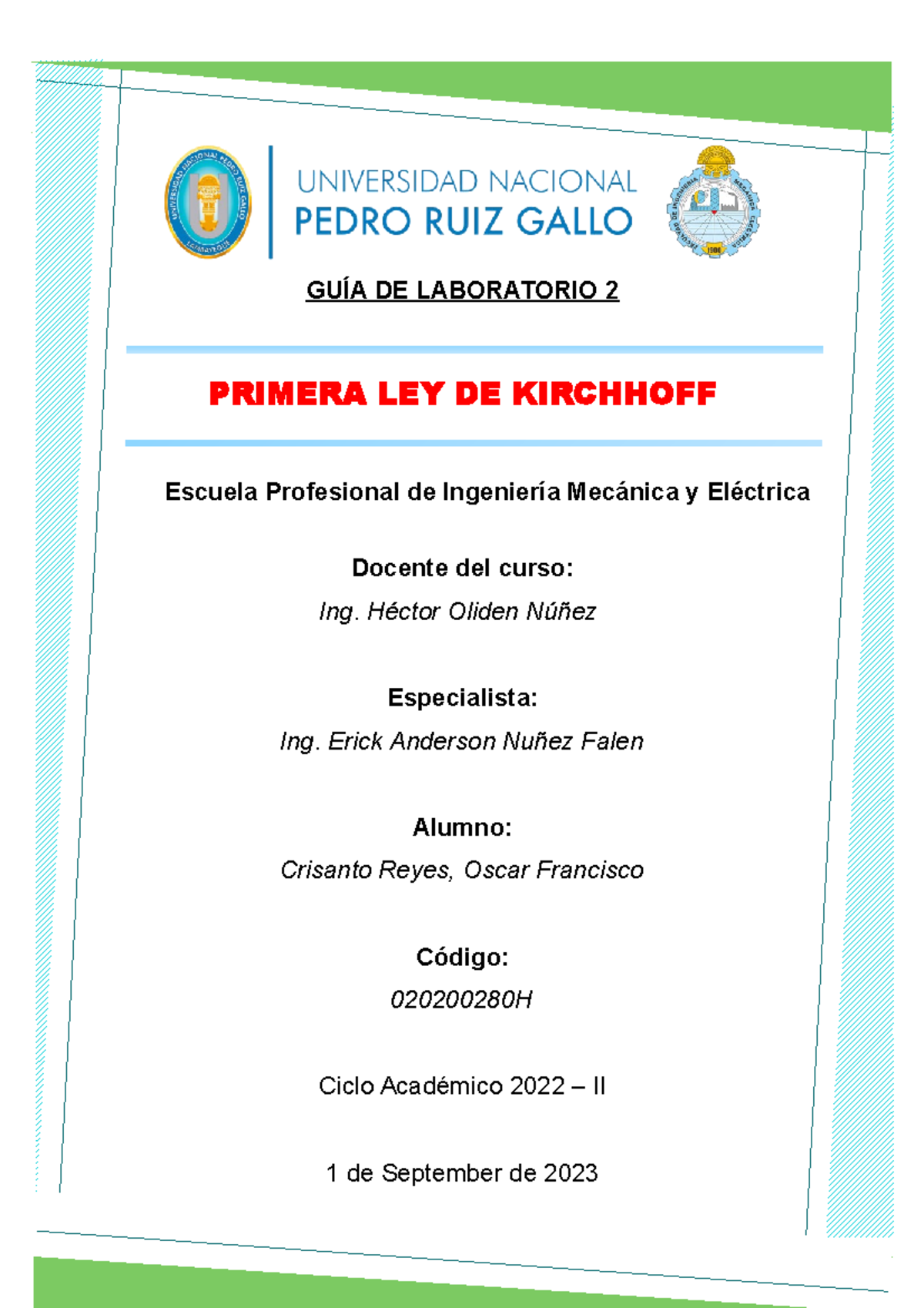 LCE Informe 02 Crisanto Reyes Oscar Francisco - GUÍA DE LABORATORIO 2 ...