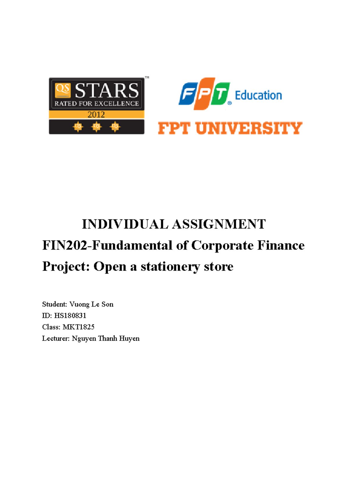 FIN 202 Individual Assignment - INDIVIDUAL ASSIGNMENT FIN202 ...