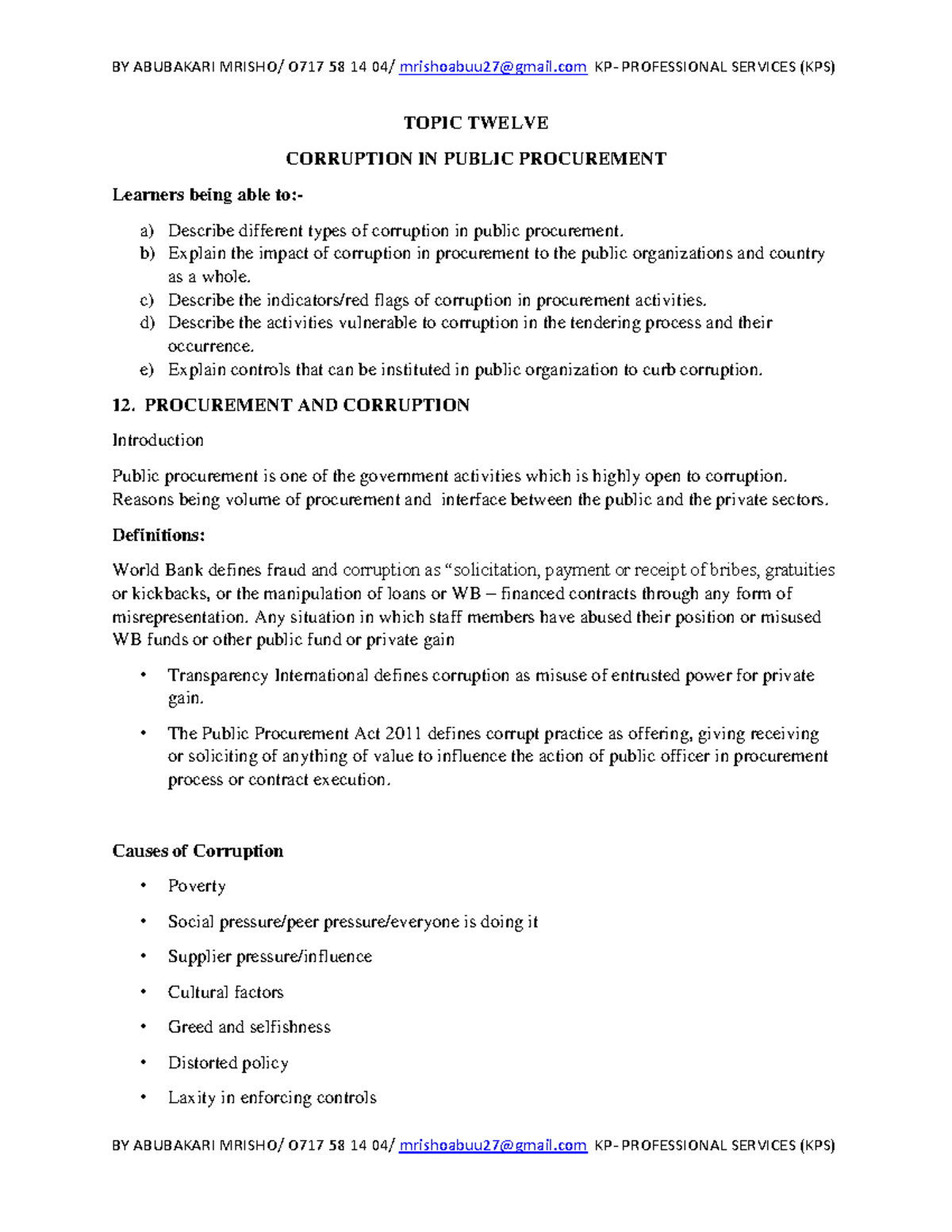 12. Corruption IN Public Procurement - Warning: TT: undefined function ...