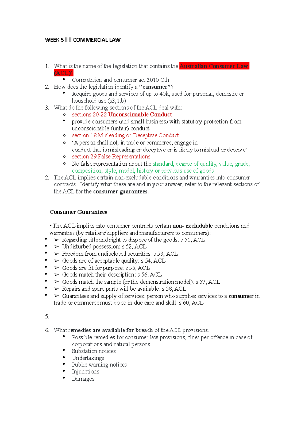 Lecture notes week 5-12 commercial - WEEK 5!!!! COMMERCIAL LAW 1. What ...
