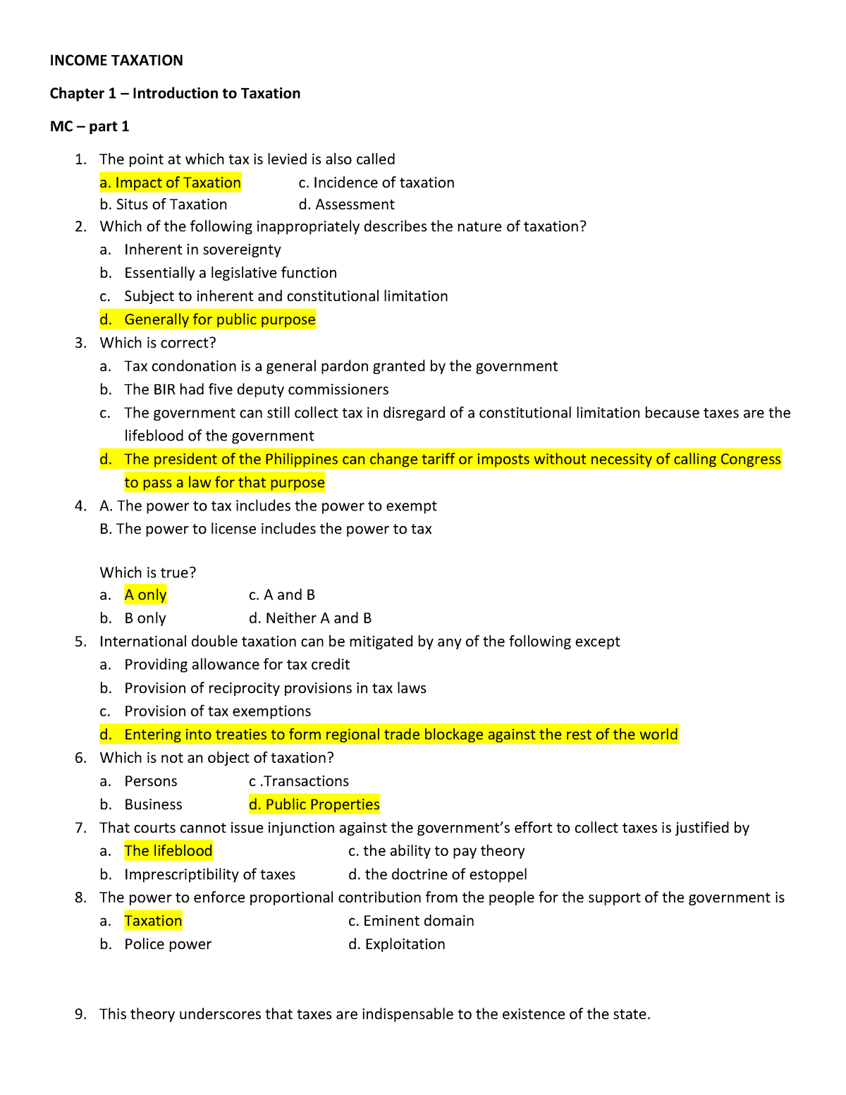 Income Taxation Reviewer.pdf - INCOME TAXATION Chapter 1 – Introduction ...