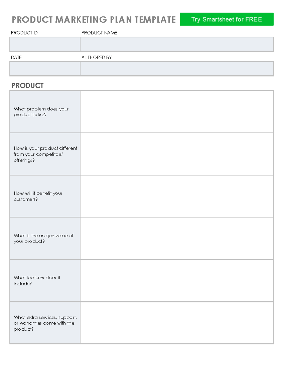 Product marketing plan - PRODUCT MARKETING PLAN TEMPLATE PRODUCT ID ...