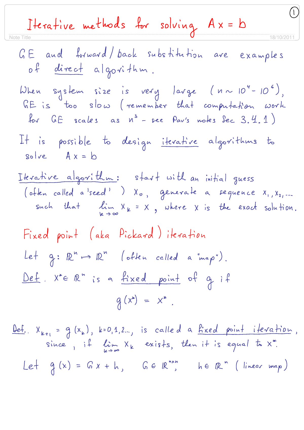 Iterative Methods Lecture Notes 1 Studocu