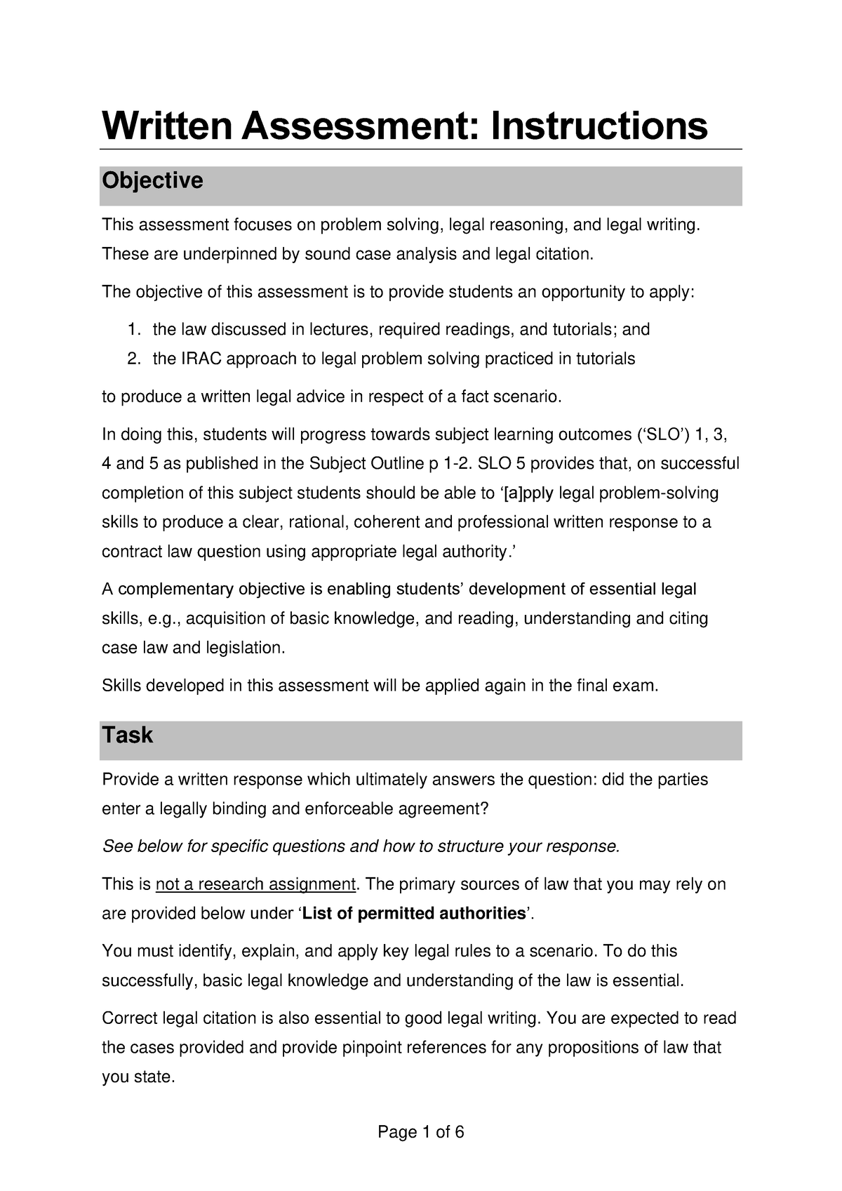 Written Assessment Instructions (Amended 25 Aug 2022) - Page 1 of 6 ...