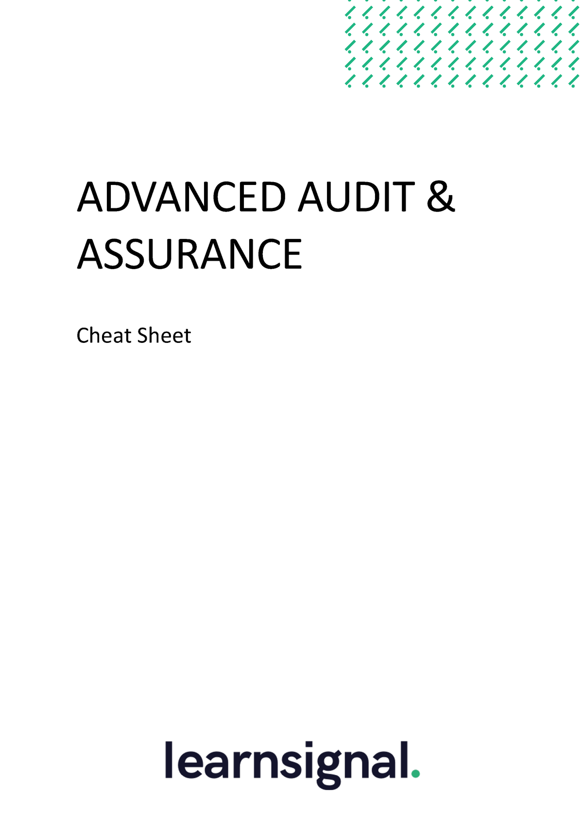 Aaa Cheat Sheet - ADVANCED AUDIT & ASSURANCE Cheat Sheet AAA – Cheat ...