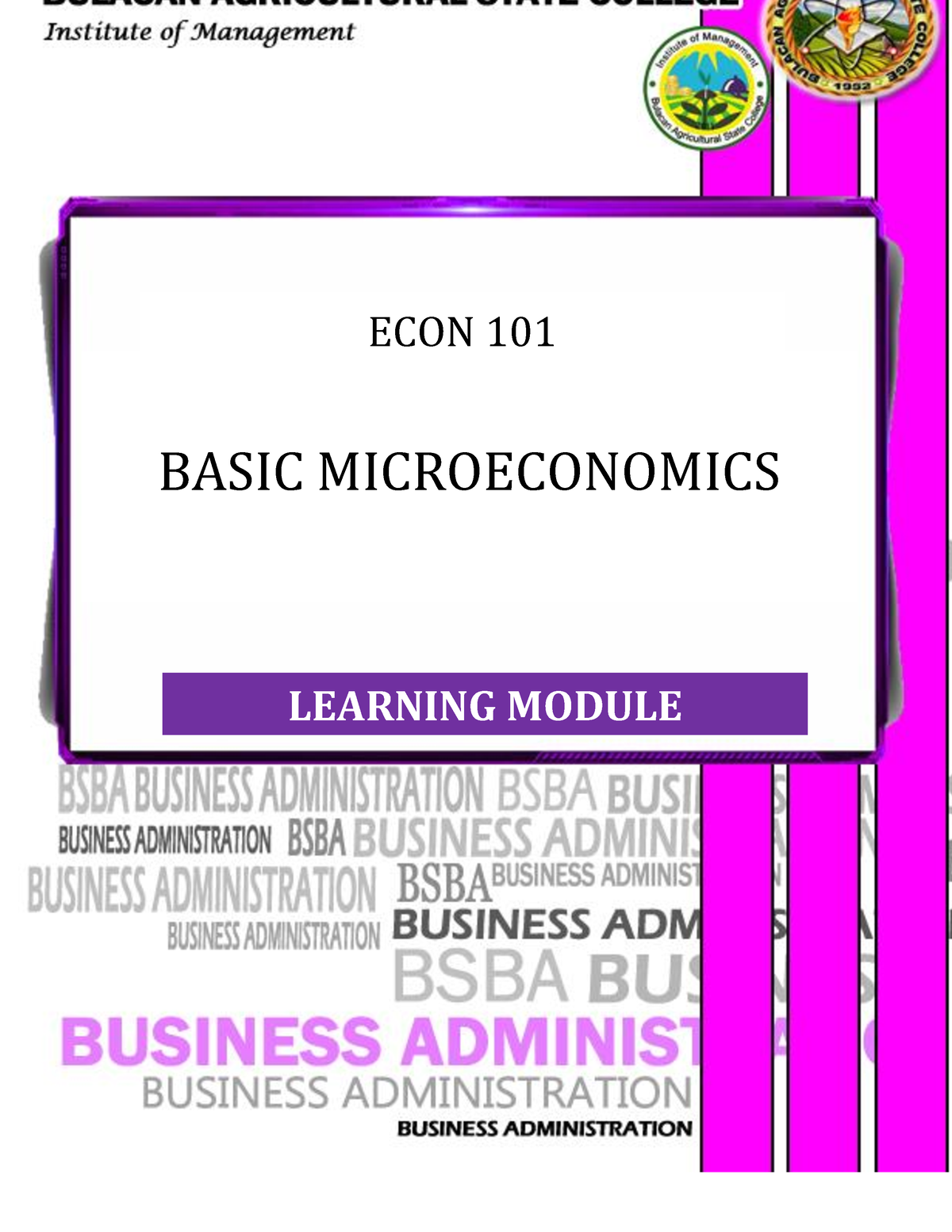 Econ Module 7 - Minor Economics - SRG 101 BASIC MICROECONOMICS LEARNING ...