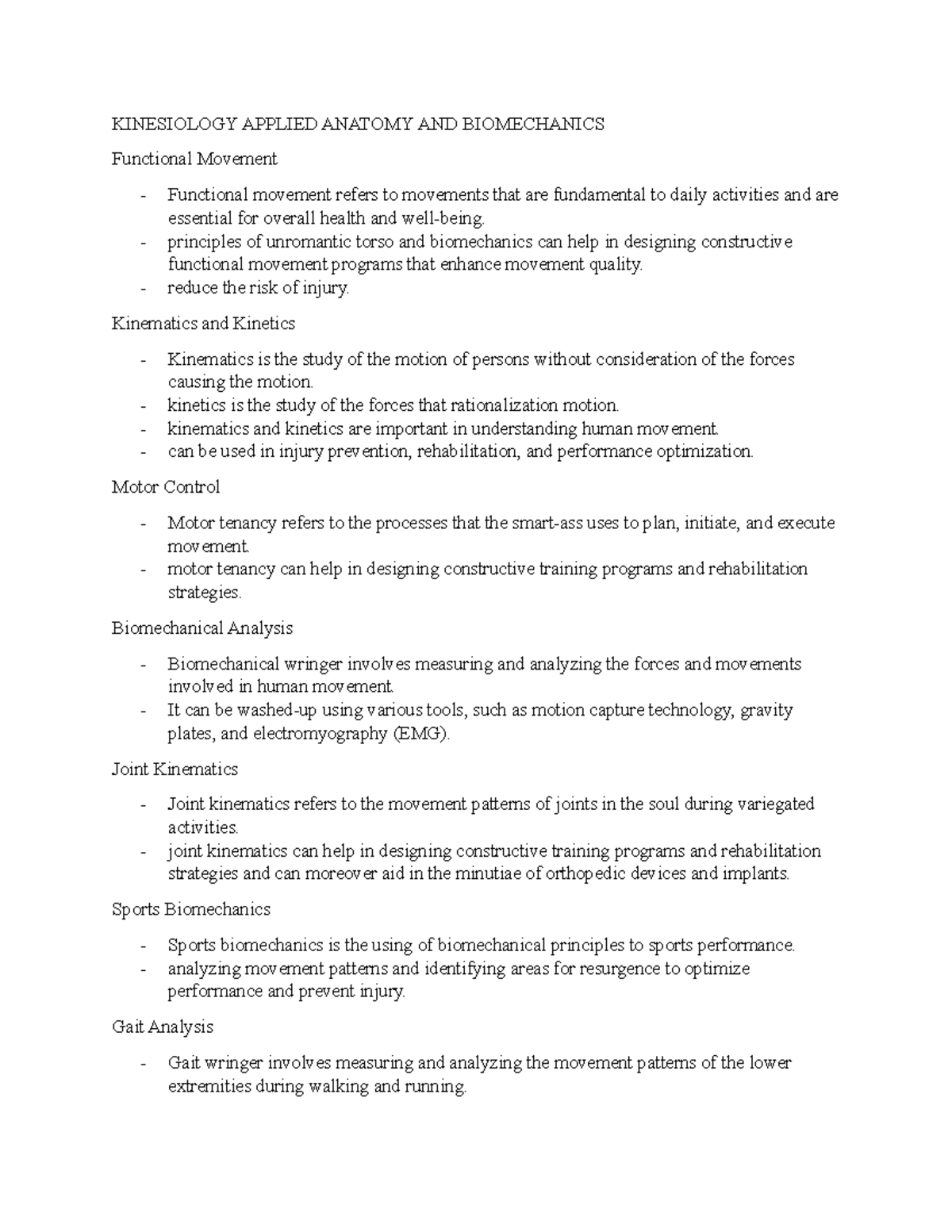 Kinesiology Applied Anatomy AND Biomechanics Notes 2 - KINESIOLOGY ...