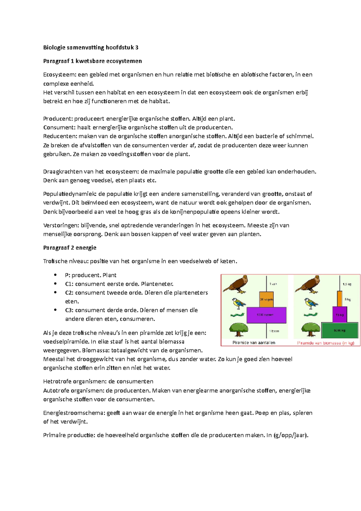 Biologie VWO Samenvatting Hoofdstuk 3 - Biologie Samenvatting Hoofdstuk ...