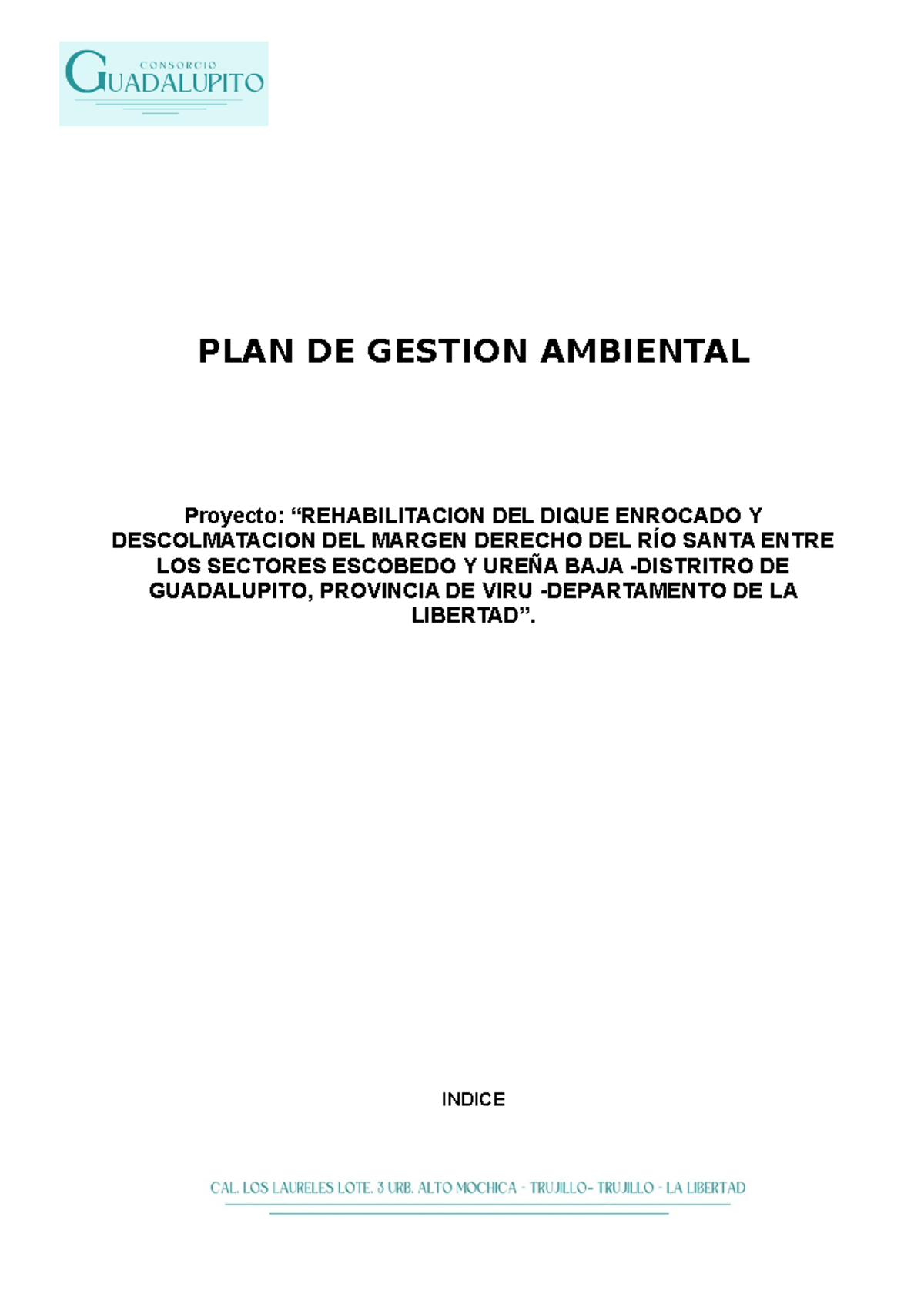 Plan Gestión Ambiental - PLAN DE GESTION AMBIENTAL Proyecto ...