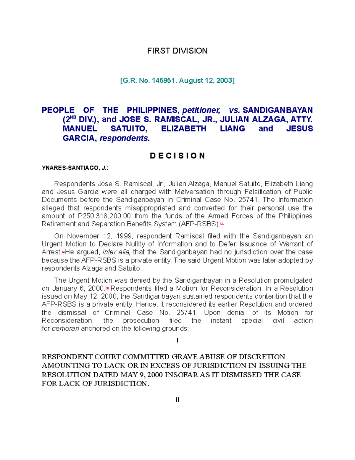 PPL VS SANDIGANBAYAN - FIRST DIVISION [G. No. 145951. August 12, 2003 ...