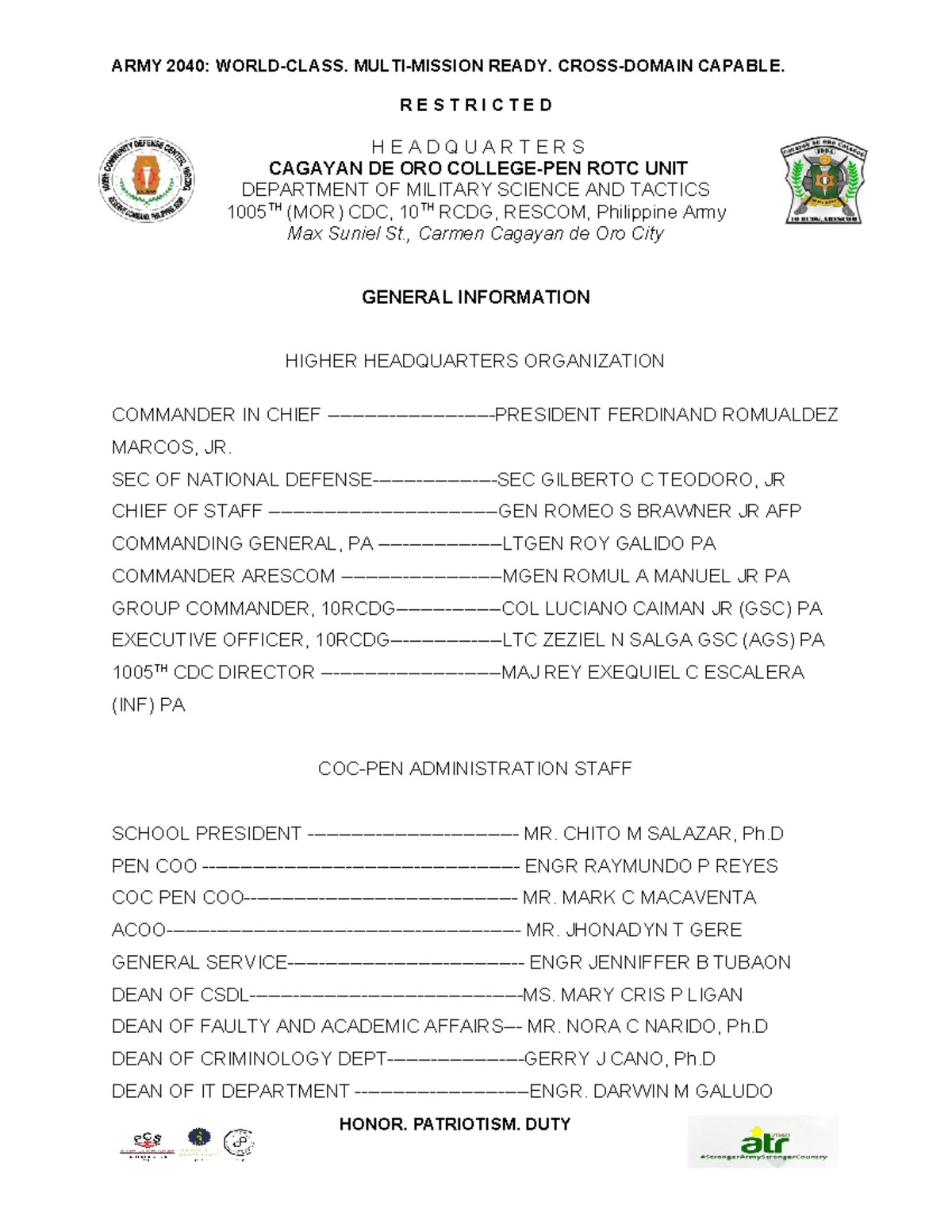 general-information-r-e-s-t-r-i-c-t-e-d-h-e-a-d-q-u-a-r-t-e-r-s