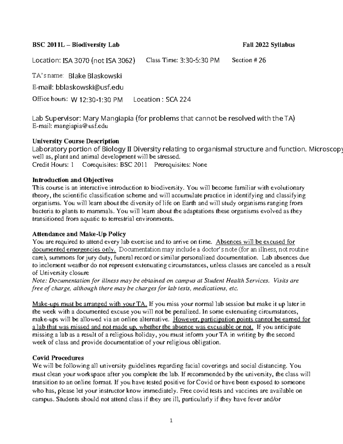 BSC 2011 L FA22 Syllabus edited edited edited - BSC 2011L ...