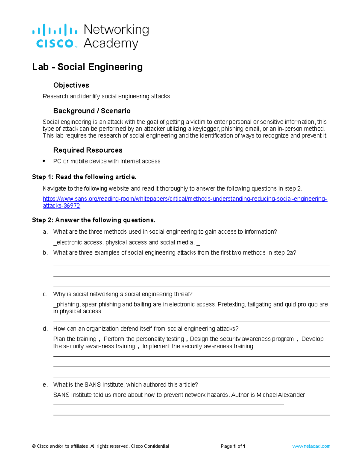 6.2.2.9 Lab - Social Engineering - Lab - Social Engineering Objectives ...
