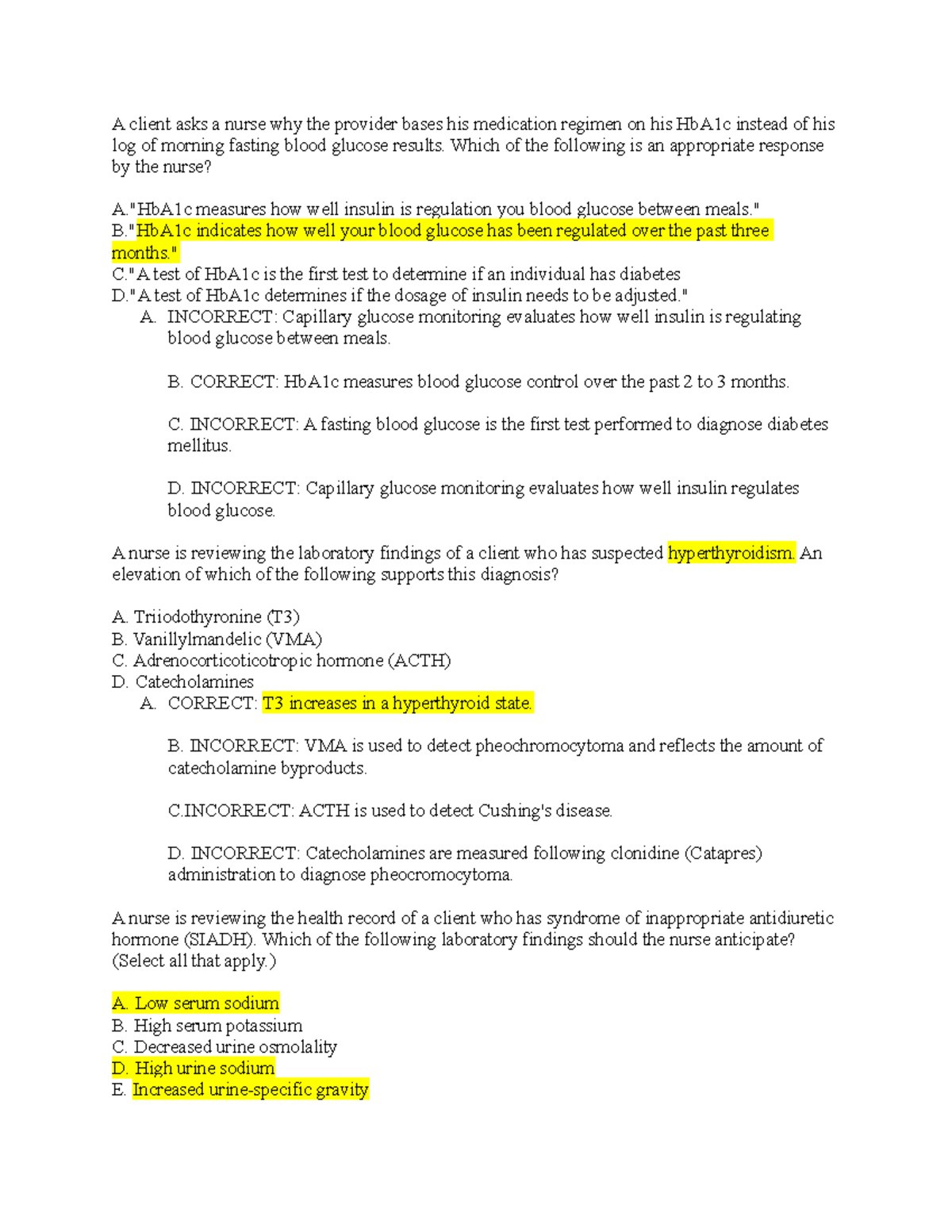 Quizlet medsurg exam 3 quizlet my search A client asks a nurse why