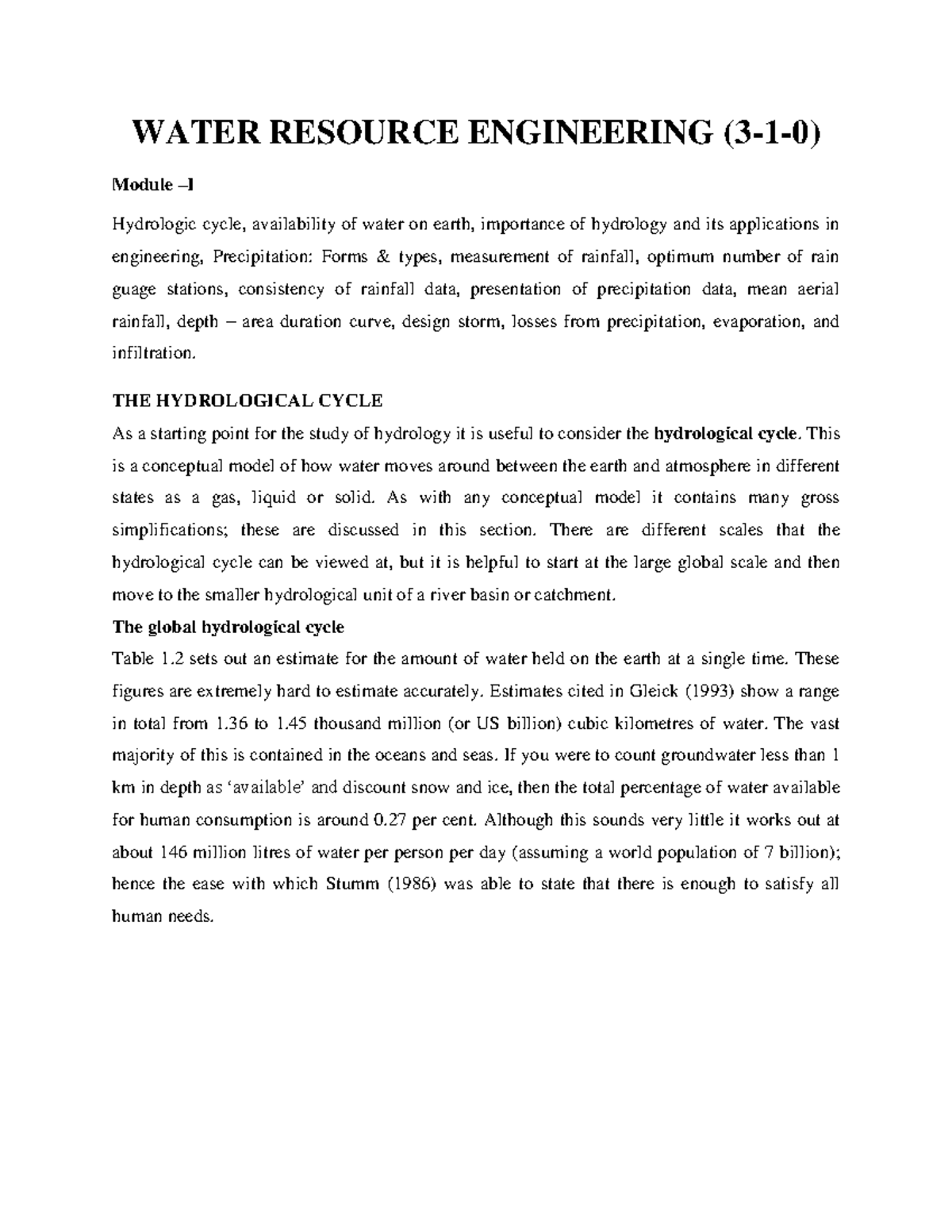 Water resources engineering description of hyology - WATER RESOURCE ...
