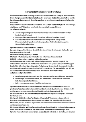 Zusammenfassung_Sprachdidaktik Sprachdidaktik Zusammenfassung (Fragen