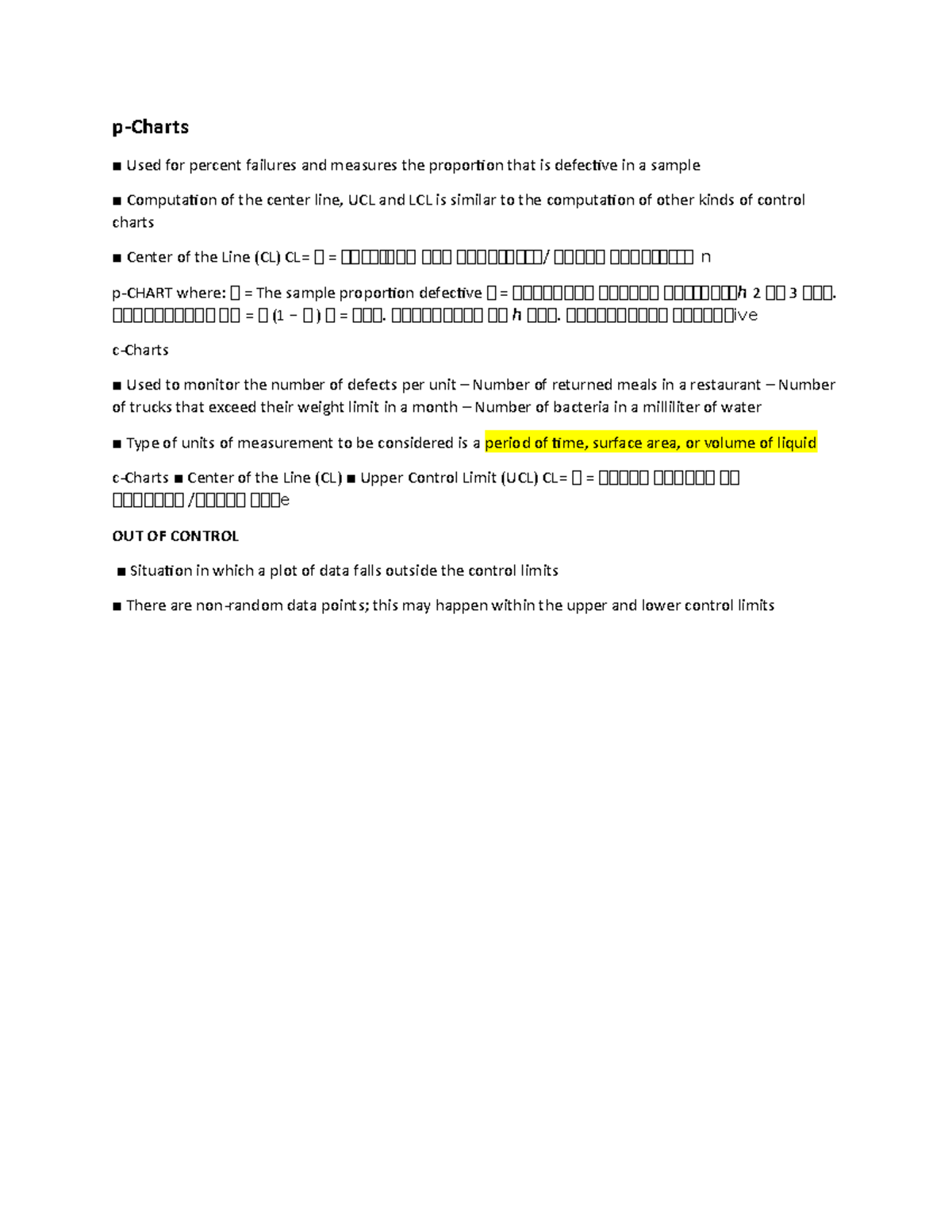 Pchart Pchart Lecture Notes. pCharts Used for percent failures