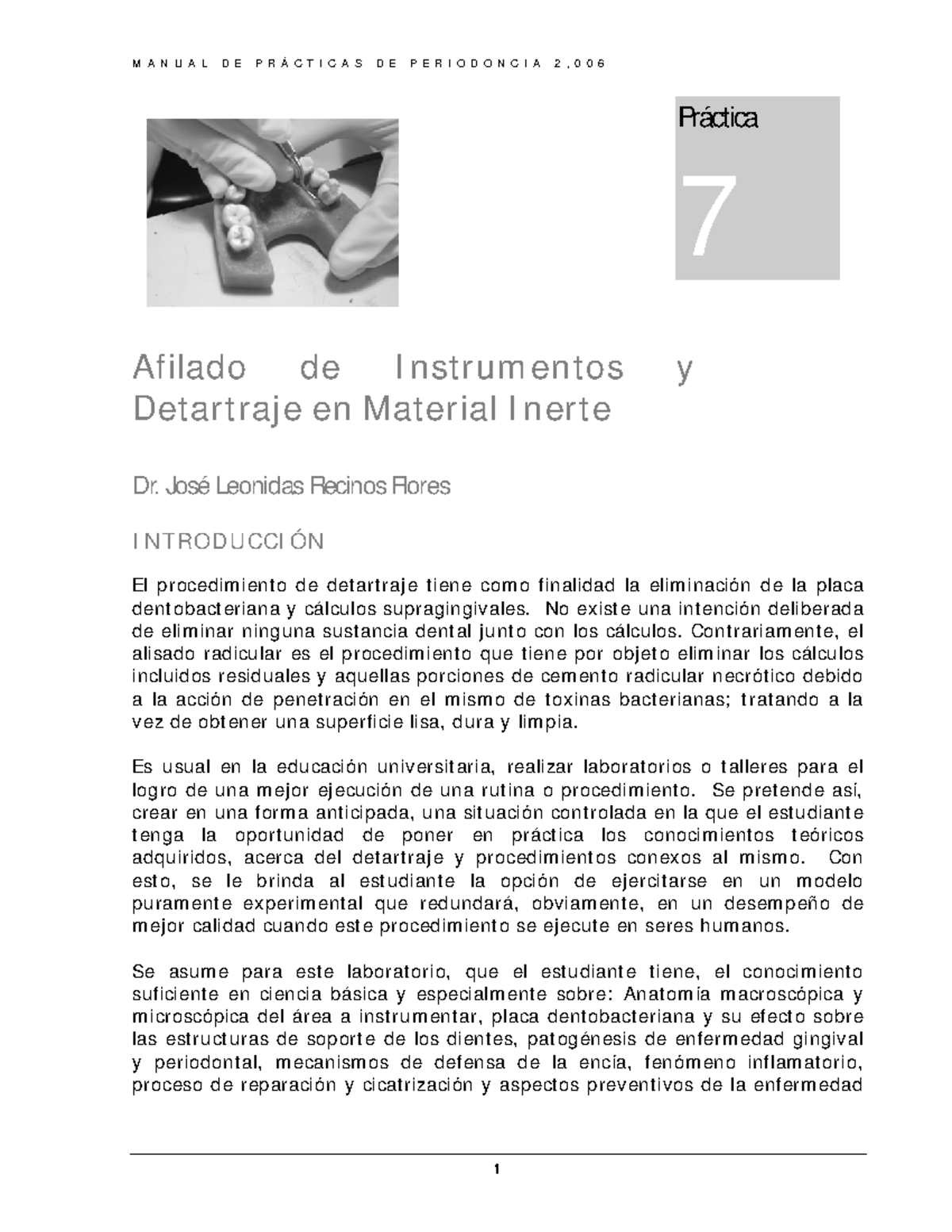 Detartraje material inerte - 7 Pr áct ica Af ila d o d e I n st r u m e ...