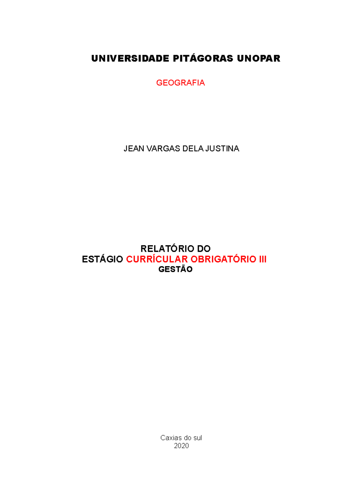 Relatorio De Estagio Gestão Escolar Pedagogia Pronto Unopar