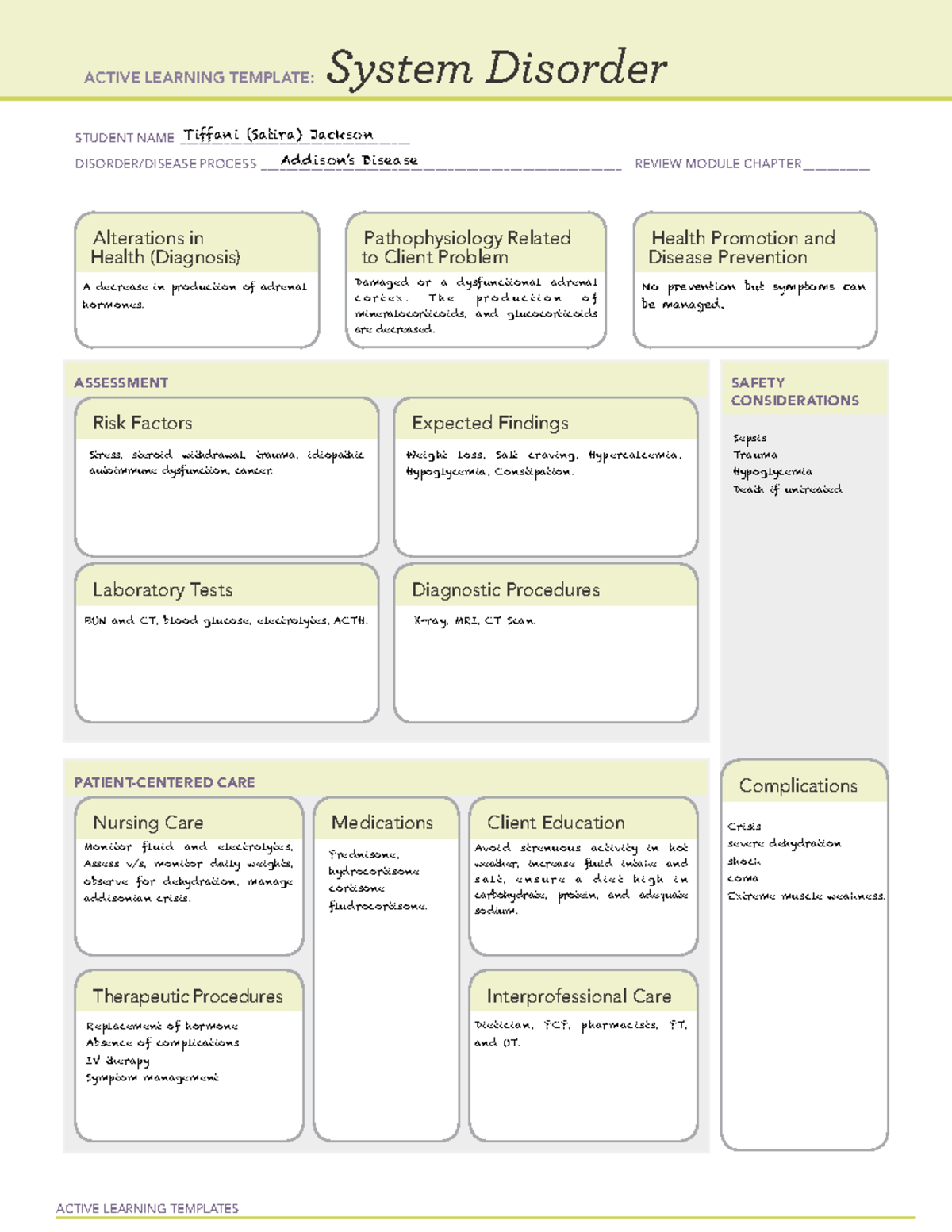 ATI system-disorder-restricted- Addisons - ACTIVE LEARNING TEMPLATES ...