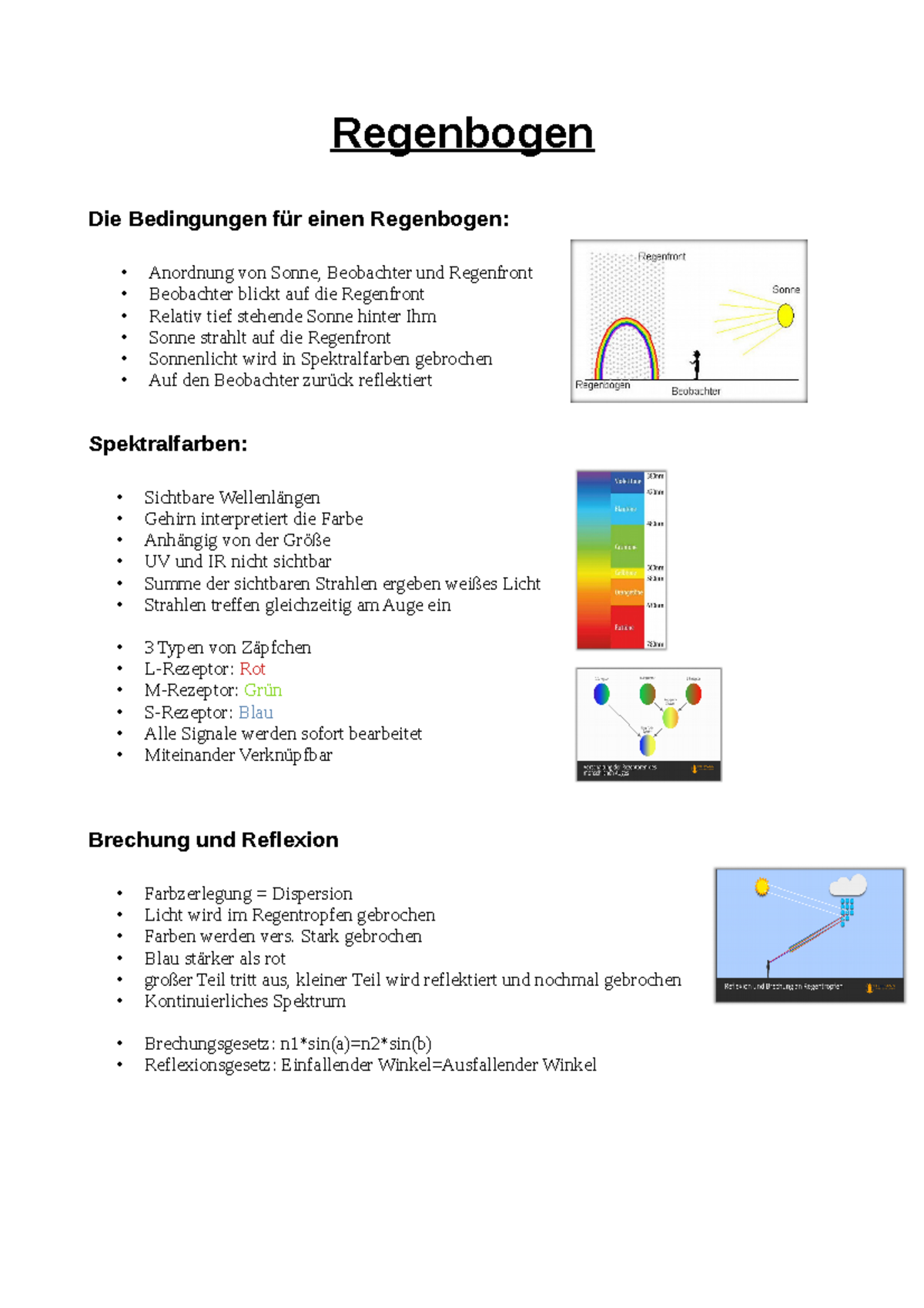 Handout regenbogen - sose - Regenbogen Die Bedingungen für einen ...