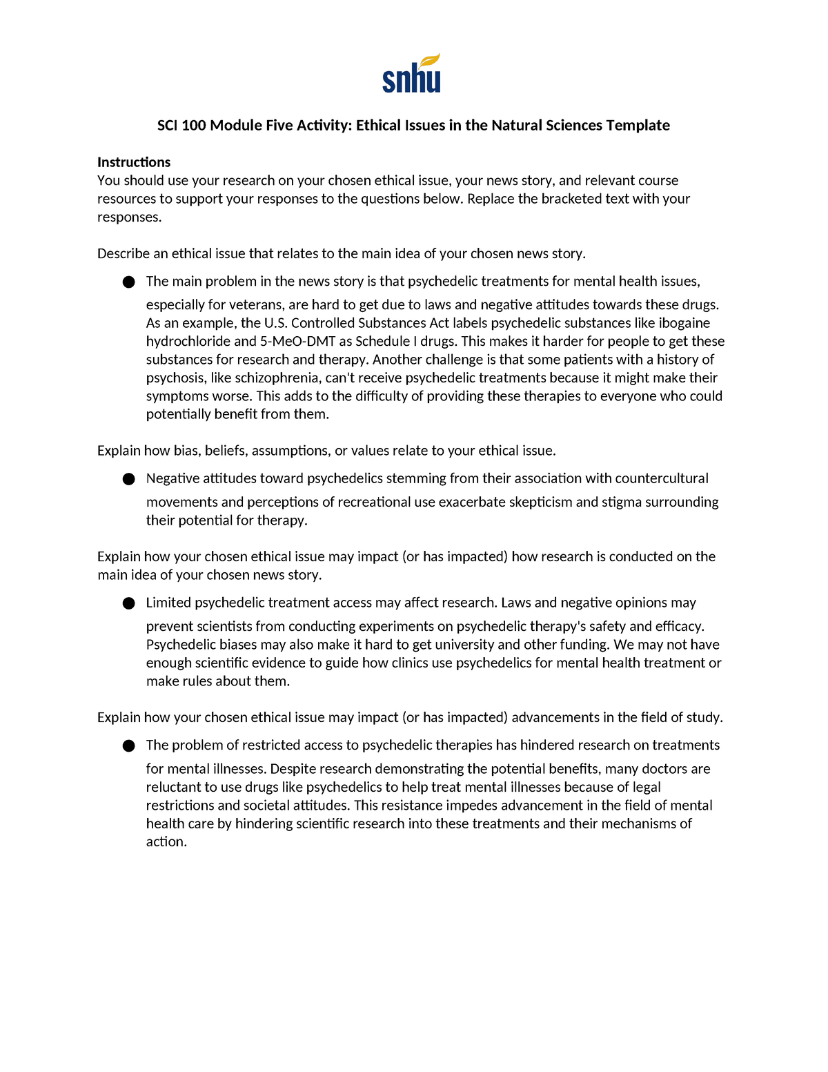 SCI 100 Module Five Activity Template - SCI 100 Module Five Activity ...