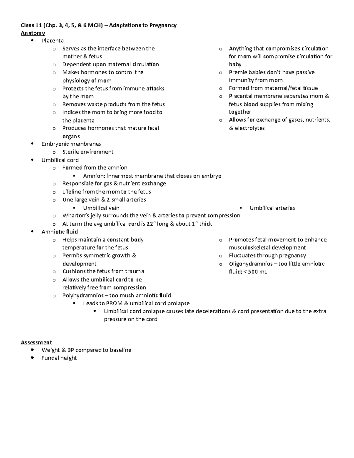 Adaptations to Pregnancy Anatomy Placenta Umbilical Cord Fetal Movement ...