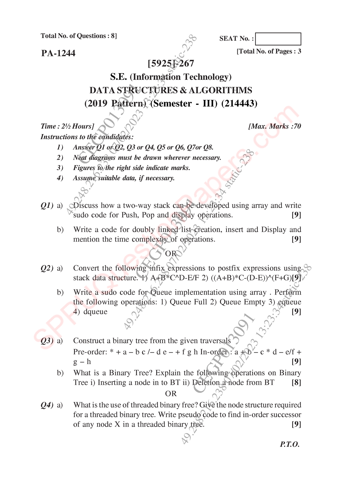 Be Information-technology-engineering Semester-3 2022 November - Studocu