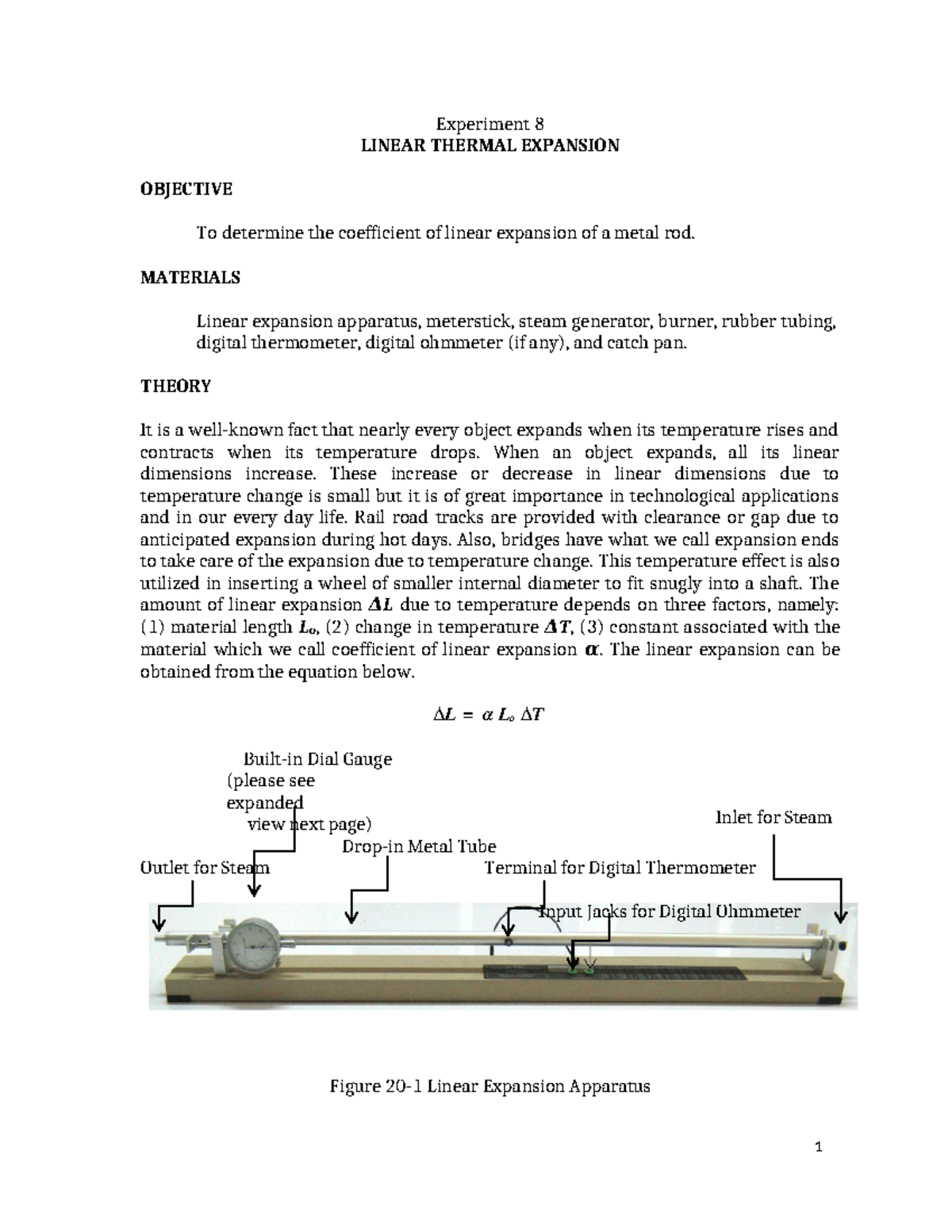 25-Experiment-8 Linear Expansion - Experiment 8 LINEAR THERMAL ...