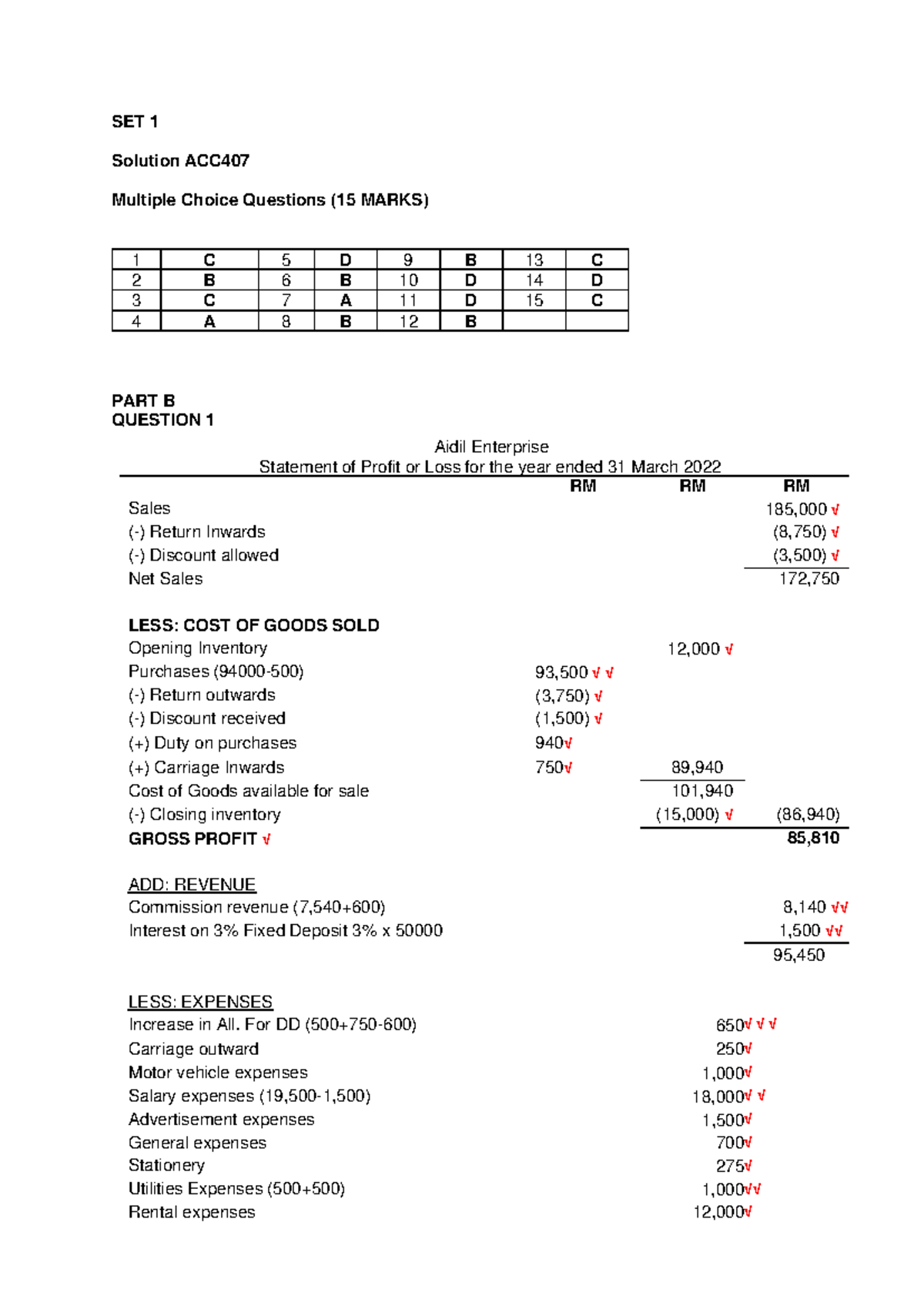 Common TEST 2 Answer - TUTO - SET 1 Solution ACC Multiple Choice ...