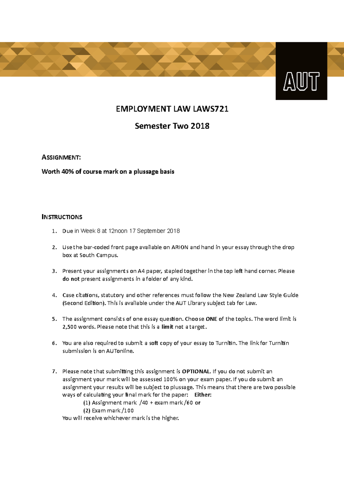 employment law assignment 1