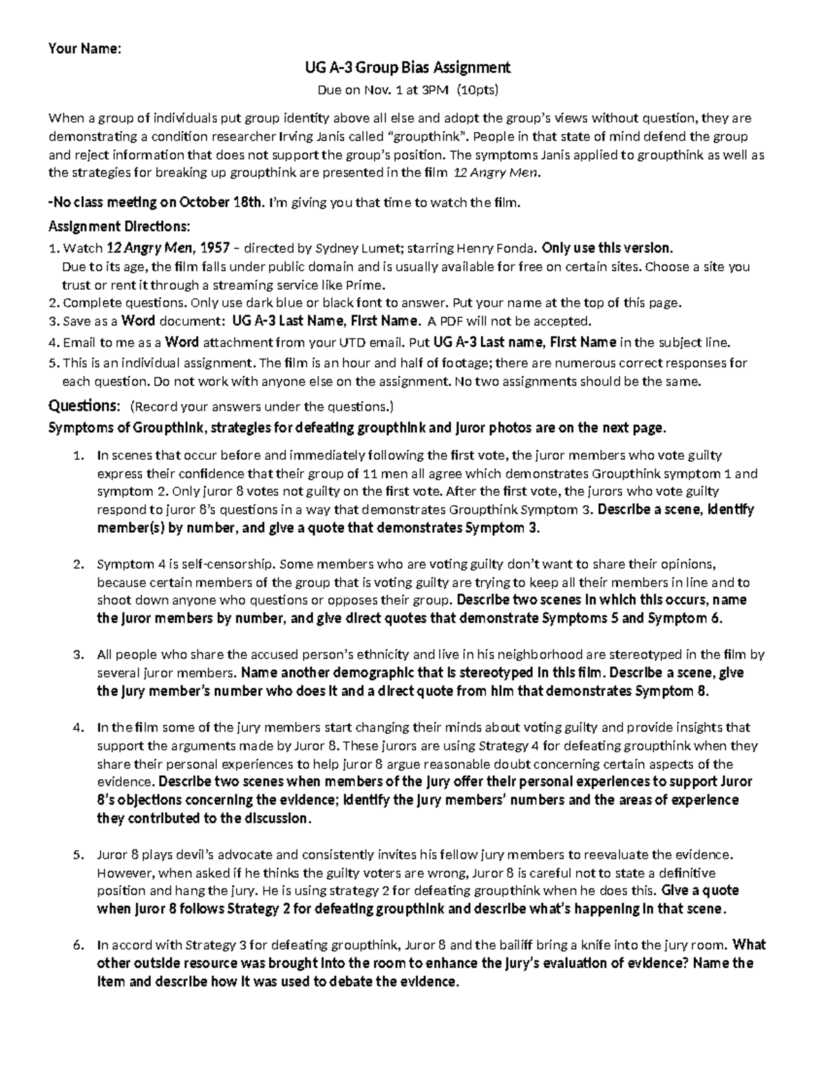 UG A3 f23 last hw Your Name UG A3 Group Bias Assignment Due on