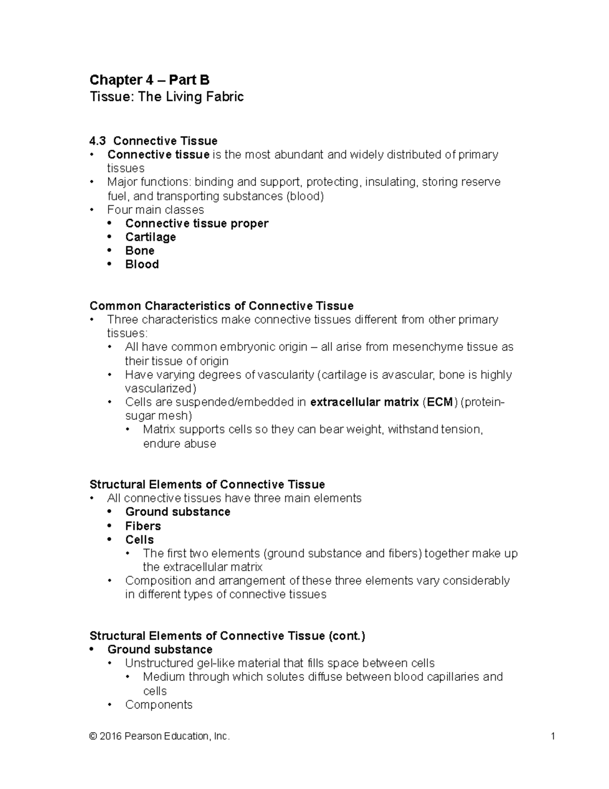 CH.4B Tissue: The Living Fabric Lecture Notes - Chapter 4 – Part B ...