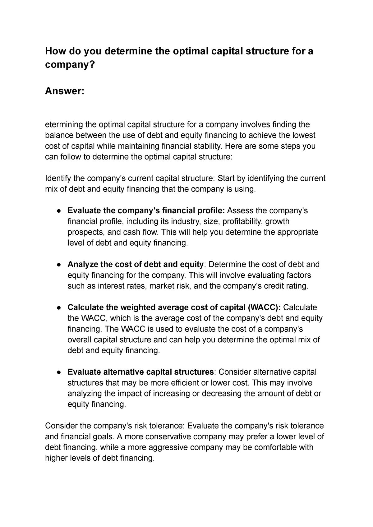 how-do-you-determine-the-optimal-capital-structure-for-a-company-how