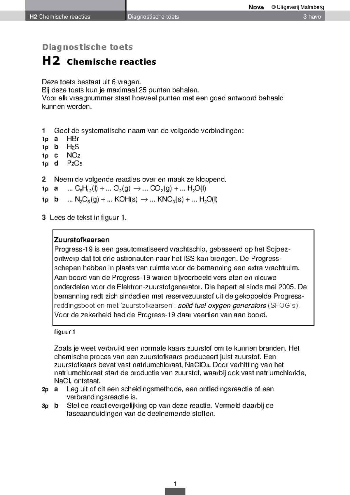 Nova SK 3h H2 Diagnostische Toets - Nova © Uitgeverij Malmberg H2 ...