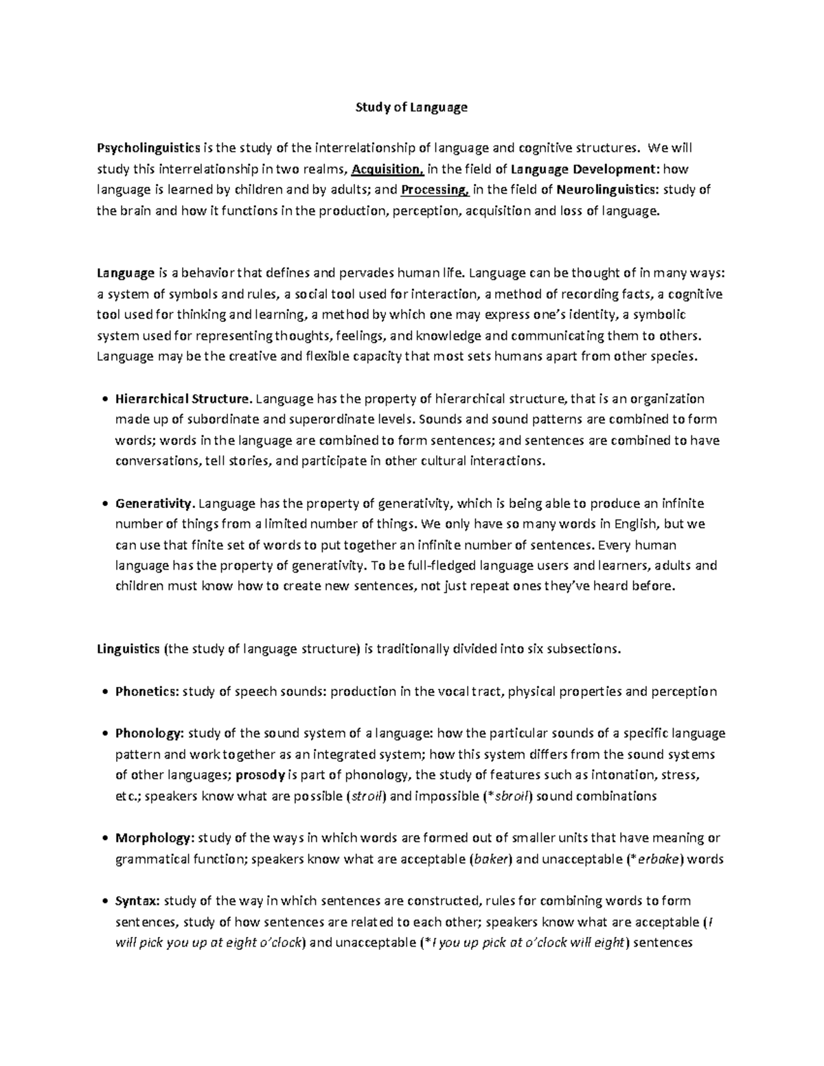 Study of Language - assignment notes - Study of Language ...