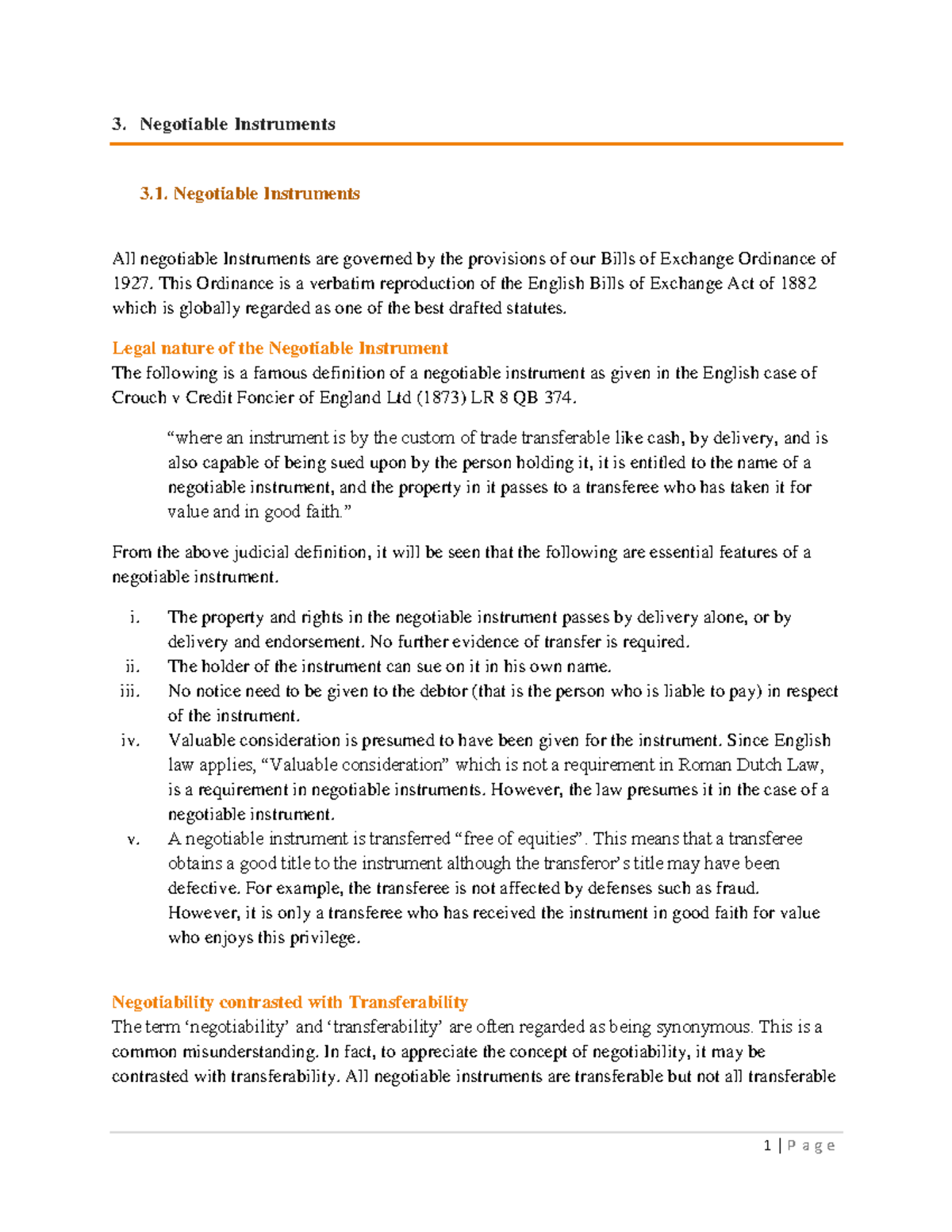 Negotiable instruments This Ordinance is a verbatim reproduction of