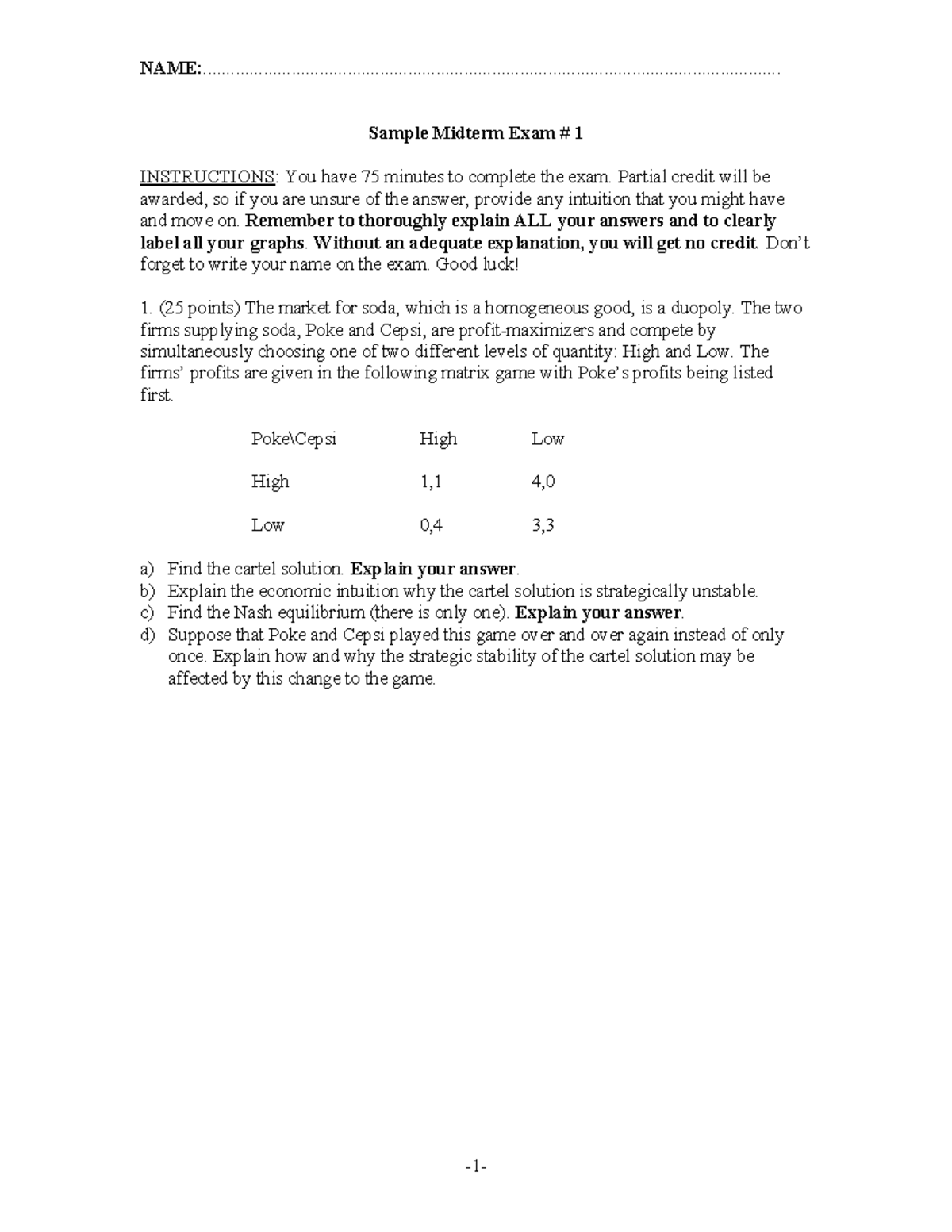Sample exam # 1 - Practical - - Studocu